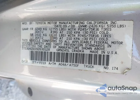 2009 Toyota Tacoma Base V6 из США, поврежденный, VIN 5TEUU42N39Z630128